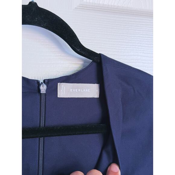 EVERLANE Structured Cotton Jumpsuit V-Neck Sleeveless Navy Blue 8 Career Casual - Picture 6 of 8